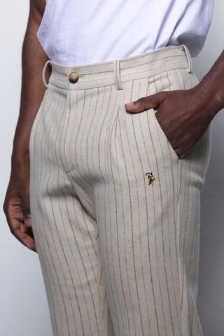 Stripe Linen Pant (Light Tan)