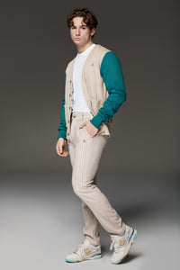 Spring French Terry Cardigan (Brown/Green)