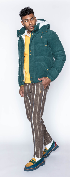 Heritage Green Corduroy Puffer Coat