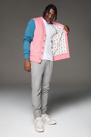 Spring French Terry Cardigan (Pink/Blue)