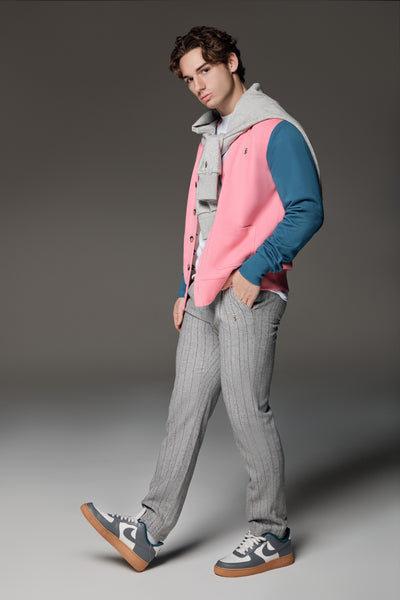 Spring French Terry Cardigan (Pink/Blue)