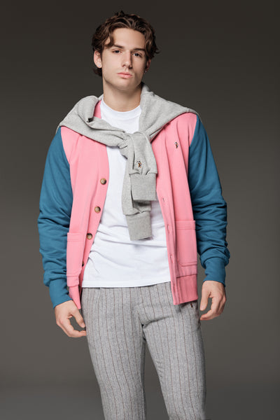 Spring French Terry Cardigan (Pink/Blue)