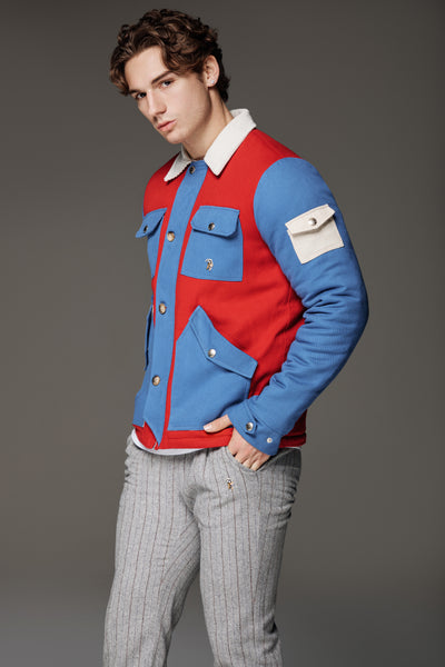 Twill Sailors’ Jacket (Red/Blue) -lightweight