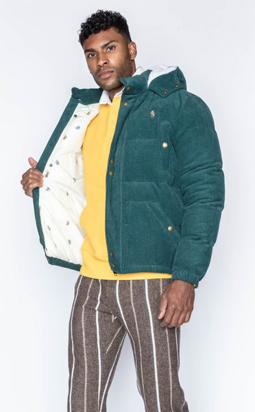 Heritage Green Corduroy Puffer Coat